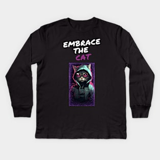 embrace the cat Kids Long Sleeve T-Shirt